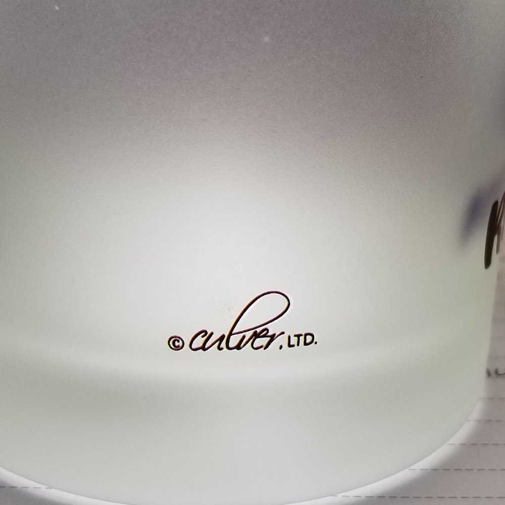 Frosted Old Fashion Glass PEACE, LOVE, RECYCLE ♻ Cat Barware Tumbler by Culver. - Picture 3 of 5